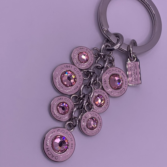 Coach Pink Diamond Pendant CZ keychain NEW - Picture 2 of 4